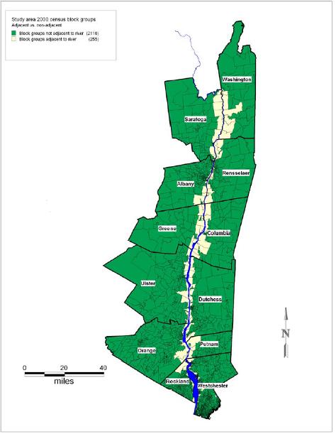 map of the Hudson River study area