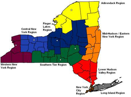 Location and Catchment Areas of the New York State Occupational Health Clinics