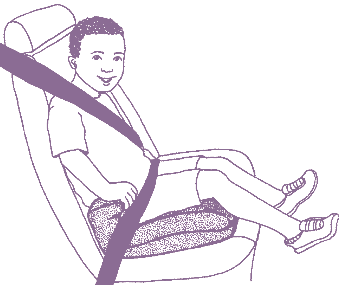 A backless booster seats which does not have a back and can be used in vehicles where the seats have head rests or the seat cushion supports the head and neck.