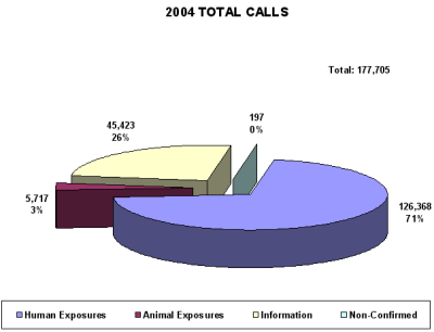 Chart showing the total calls received by the call center in 2004