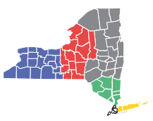 Map of new york state showing the 5 regions