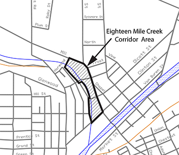 map of Eighteen Mile Creek