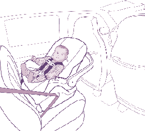 An infant-only child safety seat designed for rear-facing use only.