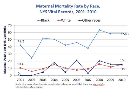 Maternal mortality rate by race - 2001-2010