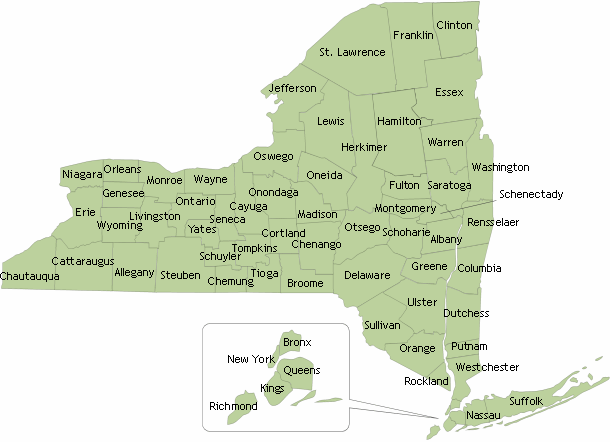 Map of counties in New York State