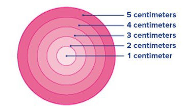 Circular diagragm of 1, 2, 3, 4, 5 centimeters
