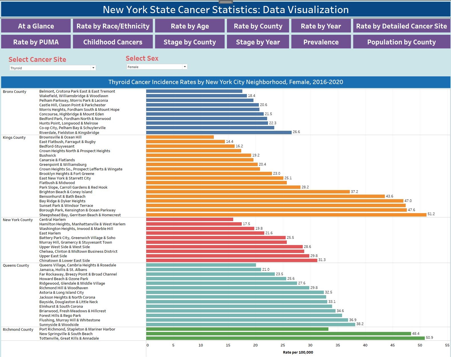 Cancer Incidence Rates by New York City Neighborhood (PUMA)